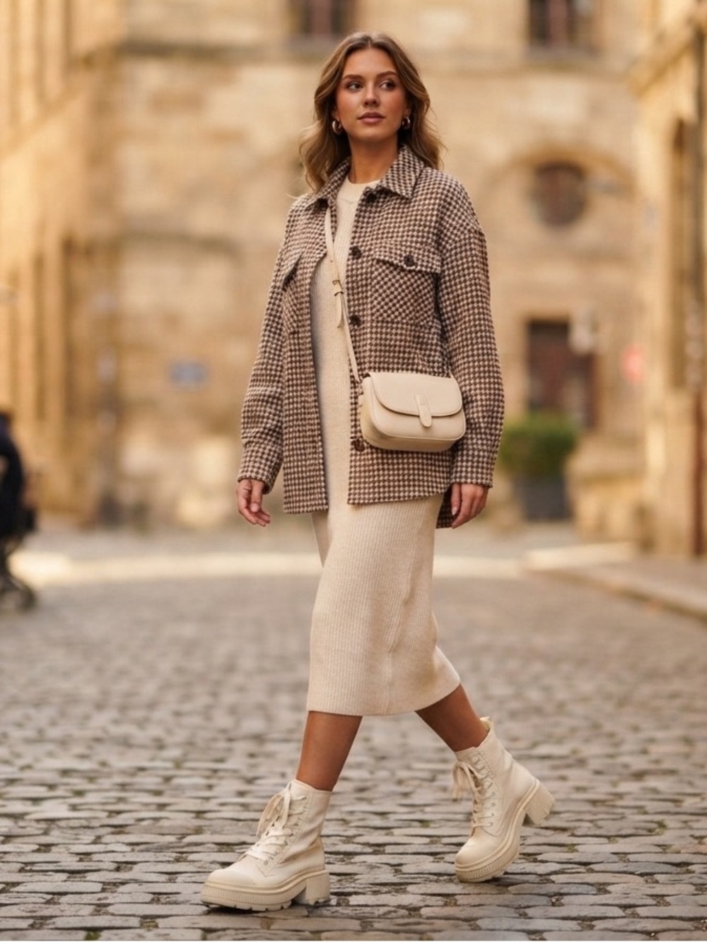 stradivarius Cream Lace-Up Canvas High-Top Boots